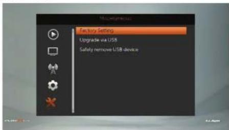 Factory Setting Upgrade via USB Safety remove USB device