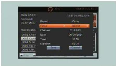 0002 Ch B II Switched 15:30-16:30 Repeat Mode Once Record Wed 06 AUC 0002 Ch S1 0003 Ch S1 0004 Ch S1 0005 Ch S1 0006 C N/A Channel Date Time Duration Save Ch B I HDI 06/09/2014 15:30 DC 00 Cancel