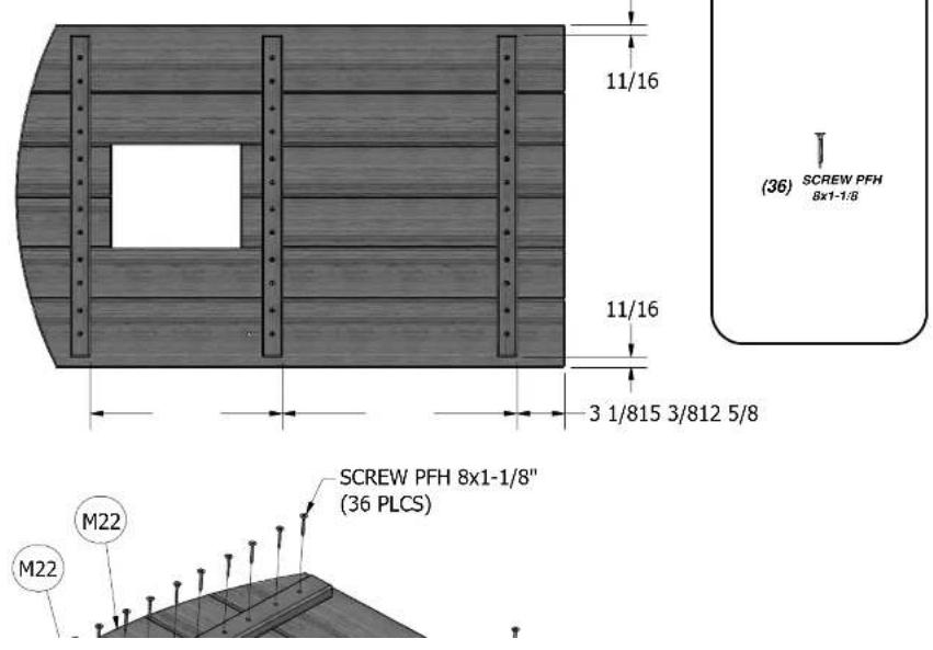 11/16 (36) SCREW PFH 8x1-1/8 11/16 3 1/815 3/812 5/8 SCREW PFH 8x1-1/8" (36 PLCS) M22 M22