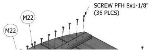SCREW PFH 8x1-1/8" (36 PLCS) M22 M22