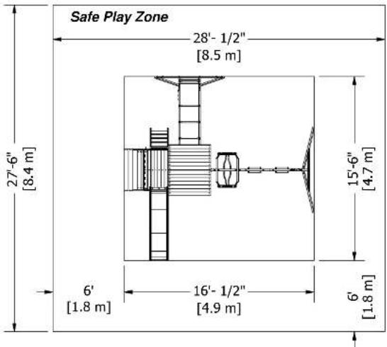 Safe Play Zone 28'- 1/2" [8.5 m] 27'-6" [8.4 m] 15'-6" [4.7 m] 6' [1.8 m] 16'- 1/2" [4.9 m] 6' [1.8 m]