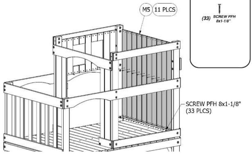 M5 11 PLCS (33) SCREW PFH 8x1-1/8" SCREW PFH 8x1-1/8" (33 PLCS)