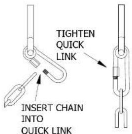TIGHTEN QUICK LINK INSERT CHAIN INTO QUICK LINK