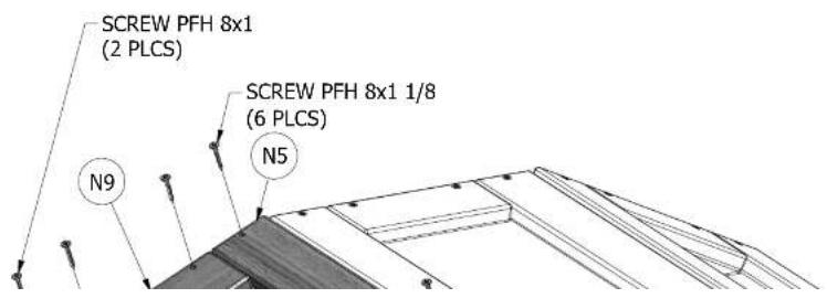 SCREW PFH 8x1 (2 PLCS) SCREW PFH 8x1 1/8 (6 PLCS) N9 N5