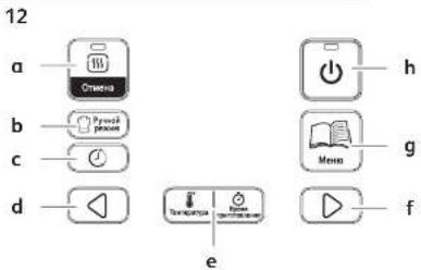 12 a ———— Ohash b ———— Pseudoc c ———— Clock d ———— ◀— e h g Menu f