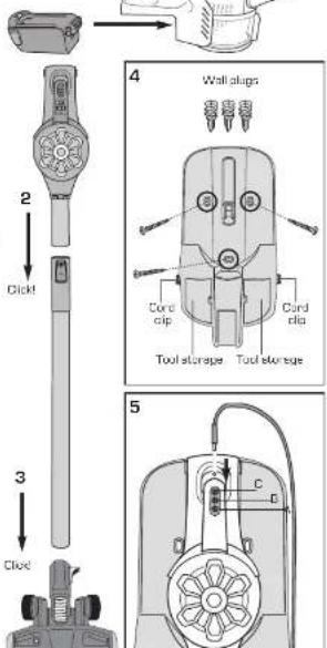 2 Click! 3 Clock 4 Wall plugs Cord clip Cord clip Tool storage Tool storage 5 C D