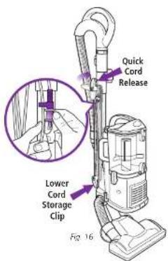 Quick Cord Release Lower Cord Storage Clip Fig. 16