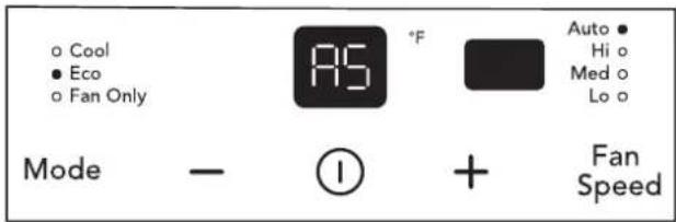 Cool Eco Fan Only AS °F Auto • Hi o Med o Lo o Mode - ① + Fan Speed