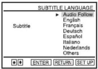 SUBTITLE LANGUAGE Subtitle Audio Follow English Français Deutsch Español Italiano Nederlands Others