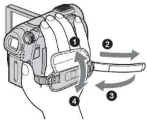 SONY Handycam DCR-DVD708 - Ajuste de la correa de sujeción - 1