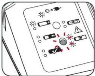 Diagram of a device control panel with labeled icons for lighting, sensors, and function buttons