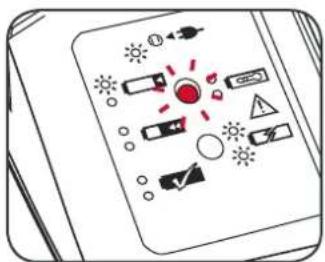 Diagram showing various electrical or mechanical symbols on a device panel, including suns, capacitors, and diodes.