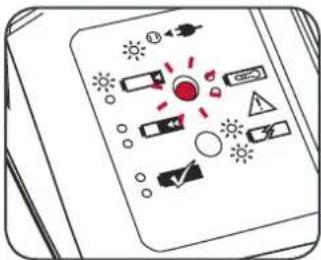 Diagram showing various icons and symbols on a device screen, including suns, battery, and control buttons.