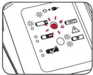 Diagram showing various electrical or mechanical symbols on a device panel, including suns, resistors, capacitors, and switches.