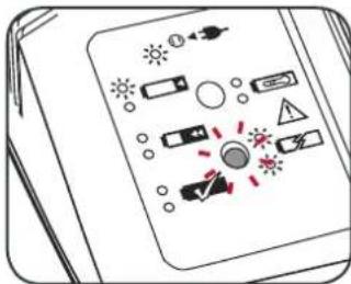 Diagram showing various electrical or mechanical symbols on a device panel, including suns, resistors, capacitors, and switches.