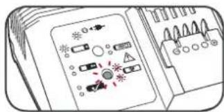 Diagram of electrical switchgear with warning symbols and component labels