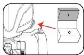 Diagram showing a person's seatbelt with a red arrow pointing to a labeled panel (1 and 0) on the side.