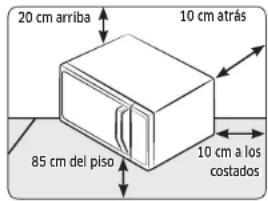 20 cm arriba 10 cm atrás 85 cm del piso 10 cm a los costados