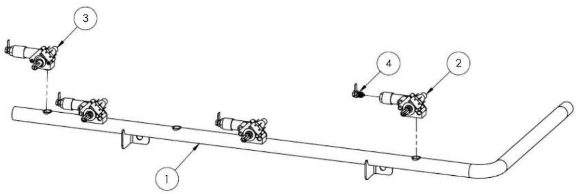 Technical diagram of a pipeline assembly with numbered components for identification