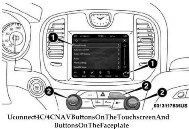 Uconnect4C/4CNAV ButtonsOnTheTouchscreenAnd ButtonsOnTheFaceplate