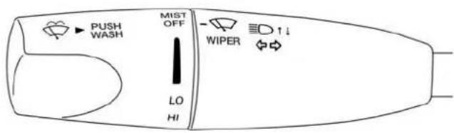 PUSH WASH MIST OFF - WIPER ↑↓ LO HI