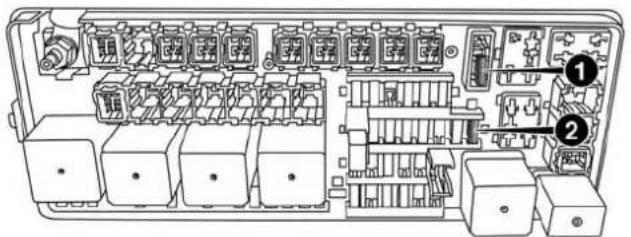 Technical diagram of an automotive electrical panel with labeled components and numbered parts
