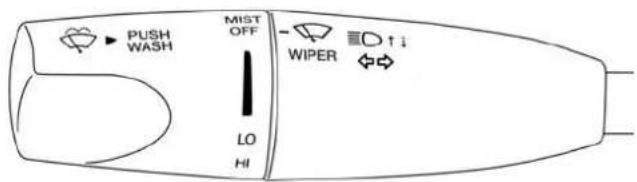 PUSH WASH MIST OFF - WIPER ↑↓ LO HI