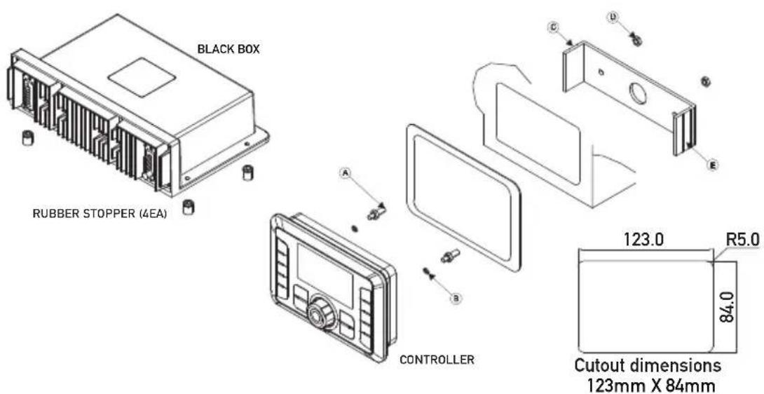 BLACK BOX RUBBER STOPPER (4EA) A B C D E CONTROLLER 123.0 R5.0 84.0 Cutout dimensions 123mm X 84mm