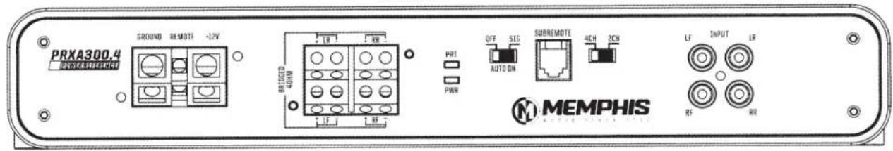 PRXA300.4 GROUND REMOTE -12V BRITISH 400W PWR OFF SIC AUTO DN SUBREMOTE 4CH 2CH LF INPUT LF RF MEMPHIS