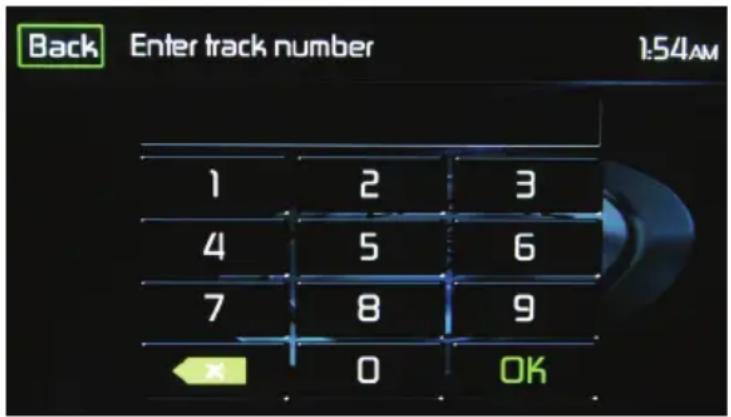 Back Enter track number 1:54AM 1 2 3 4 5 6 7 8 9 x 0 OK