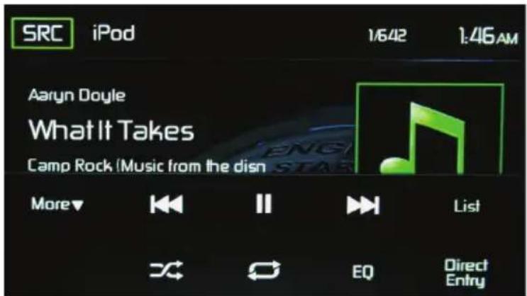 SRC iPod 1/642 1:46AM Aaryn Doyle What It Takes Camp Rock (Music from the disn More▼ ↔ || ▶ List EQ Direct Entry