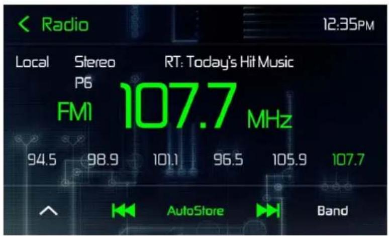 Radio Local Stereo RT: Today's Hit Music P6 FM1 107.7 MHz 94.5 98.9 101.1 96.5 105.9 107.7 AutoStore Band