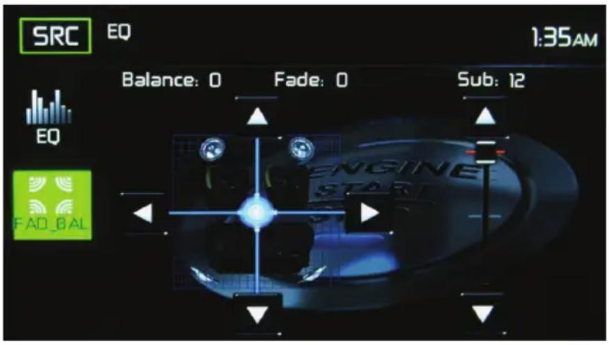SRC EQ 1:35AM Balance: 0 Fade: 0 Sub: 12 EQ FAD_BAL ENGINE START