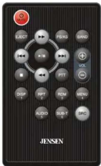 MUS EJECT PS/AS BAND VOL PTT RPT RDM MENU SRC AUDIO SUB-T JENSEN
