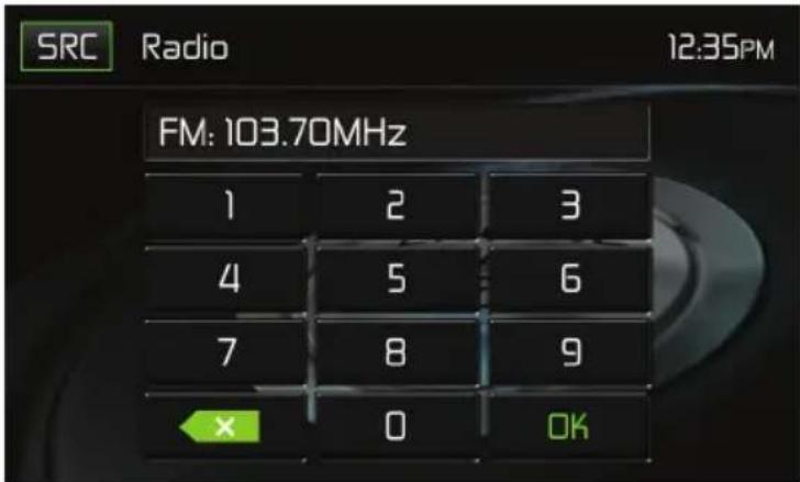 SRC Radio 12:35PM FM: 103.70MHz 1 2 3 4 5 6 7 8 9 X 0 OK