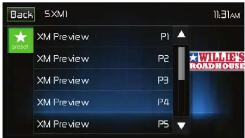 Back SXM1 11:31AM XM Preview P1 XM Preview P2 XM Preview P3 XM Preview P4 XM Preview P5 WILLIE'S ROADHOUSE