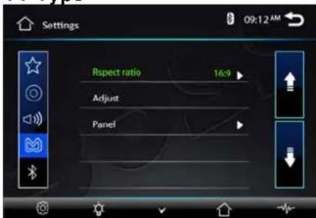 Settings 09:12 AM Respect ratio 16:9 Adjust Panel