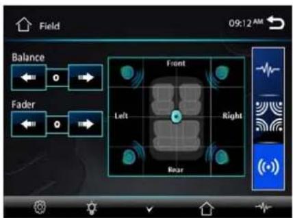 Field 09:12 AM Balance Fader Front Left Right Rear