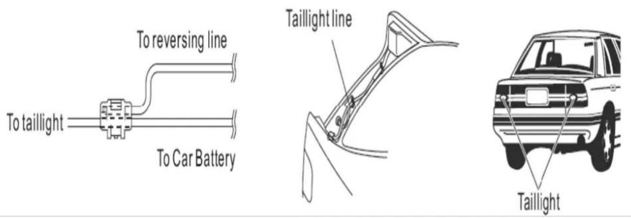 To taillight To Car Battery To reversing line Taillight line Taillight