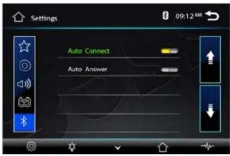 Settings 09:12 AM Auto Connect Auto Answer