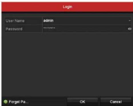 Login User Name admin Password ****** Forgot Pa... OK Cancel