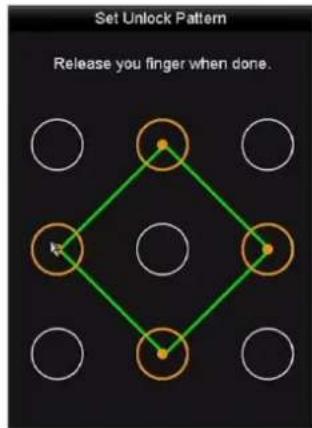 Set Unlock Pattern Release you finger when done.