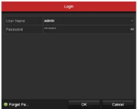 Login User Name admin Password ****** Forget Pa... OK Cancel