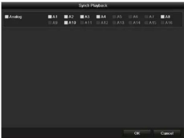 Synch Playback Analog A1 A2 A3 A4 A5 A6 A7 A8 A9 A10 A11 A12 A13 A14 A15 A16 OK Cancel