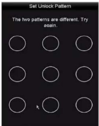 Set Unlock Pattern The two patterns are different. Try again.