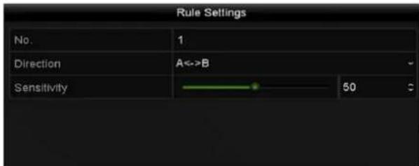 Rule Settings No. 1 Direction A<->B Sensitivity 50