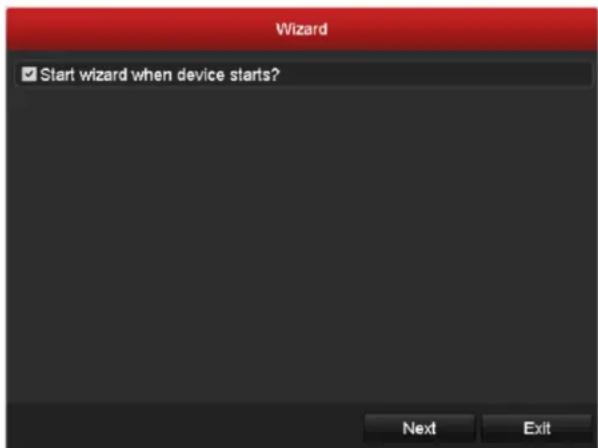 Wizard ✓ Start wizard when device starts? Next Exit