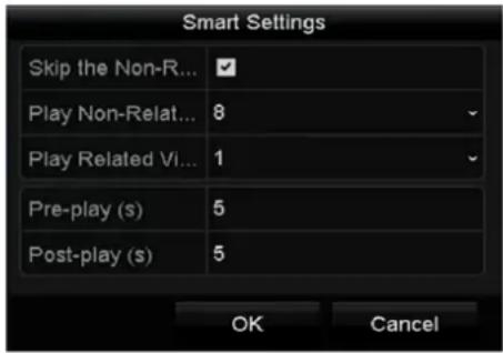 Smart Settings Skip the Non-R... Play Non-Relat... 8 Play Related Vi... 1 Pre-play (s) 5 Post-play (s) 5 OK Cancel