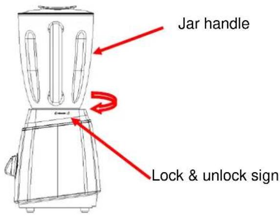 Jar handle Lock & unlock sign