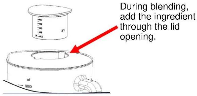 During blending, add the ingredient through the lid opening.